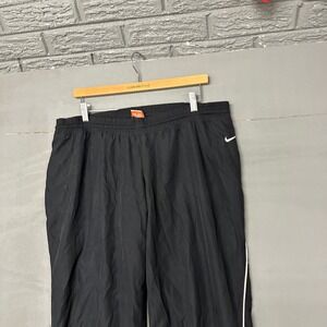 Nike Athletic Dept Mens Large Black Track Pants Windbreaker Mesh Lined Piping